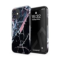 BURGA Phone Case Compatible with iPhone 12 - Hybrid 2-Layer Hard Shell + Silicone Protective Case -Hidden Beauty Light Pink Peach and Black Marble - Scratch-Resistant Shockproof Cover