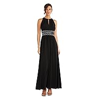 R&M Richards Women's Halter Neck Sleeveless Cocktail Gown