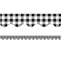 Teacher Created Resources Black and White Gingham Scalloped Border Trim