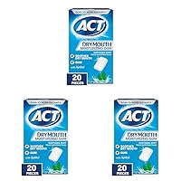 ACT Dry Mouth Moisturizing Gum, 20 Pieces, With Xylitol, Sugar Free Soothing Mint (Pack of 3)