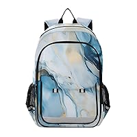 ALAZA Blue & Gold Marble Laptop Backpack Purse for Women Men Travel Bag Casual Daypack w/Compartment & Multiple Pockets