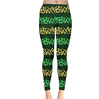 CowCow Womens Green Leprechauns St. Patrick’s Day Shamrock Clover Leggings, XS-5XL