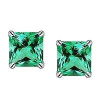 Sterling Silver Square Cut 7mm Earring Studs