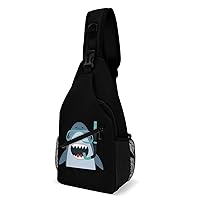 Funny Diving Shark Crossbody Bag Over Shoulder Sling Backpack Casual Cross Chest Side Pouch