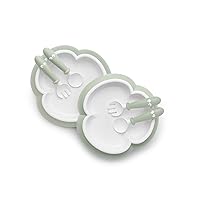 BabyBjörn Baby Plate, Spoon and Fork, 2 Sets, Powder Green