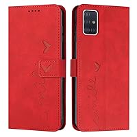 IVY A51 4G Case Wallet, [Smile Love][Kickstand Flip][Lanyard Shoulder Strap][PU Leather] - Wallet Case for Samsung Galaxy A51 4G Devices - Red