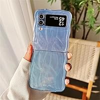 for Samsung Z Flip 5 4 3 Gradient Veil Phone Case for Galaxy Z Flip 5 4 3 ZFlip4 ZFlip3 ZFlip5 Wave Edge Shockproof Cover,Blue,for Z Flip 3