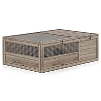 MoNiBloom Wooden Tortoise Habitat Tortoise House Indoor/Outdoor Tortoise Enclosure, Home Small Animal Breeding Box Small Amphibians Enclosure Cage Reptile Cage for Gecko Lizard Snake 37 x 25.5 x 12 in