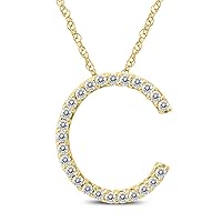 SZUL A-Z Personalized Genuine Diamond Initial Letter Pendant Available in 10K Yellow Gold with Adjustable Chain