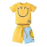 2 Piece Toddler Boys Beach Outfits Summer Short Sleeve T-Shirt and Shorts Set Cute Funny Boy Clothing Sets 2-7T