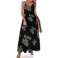 You Serious Clark Women's Maxi Dress Sleeveless Spaghetti Strap Swing Dresses Casual Beach Sun Dresses