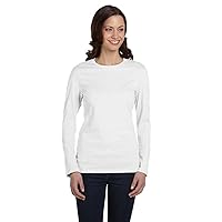Ladies' Long Sleeve Jersey Tee Shirt, Color: White, Size: Medium