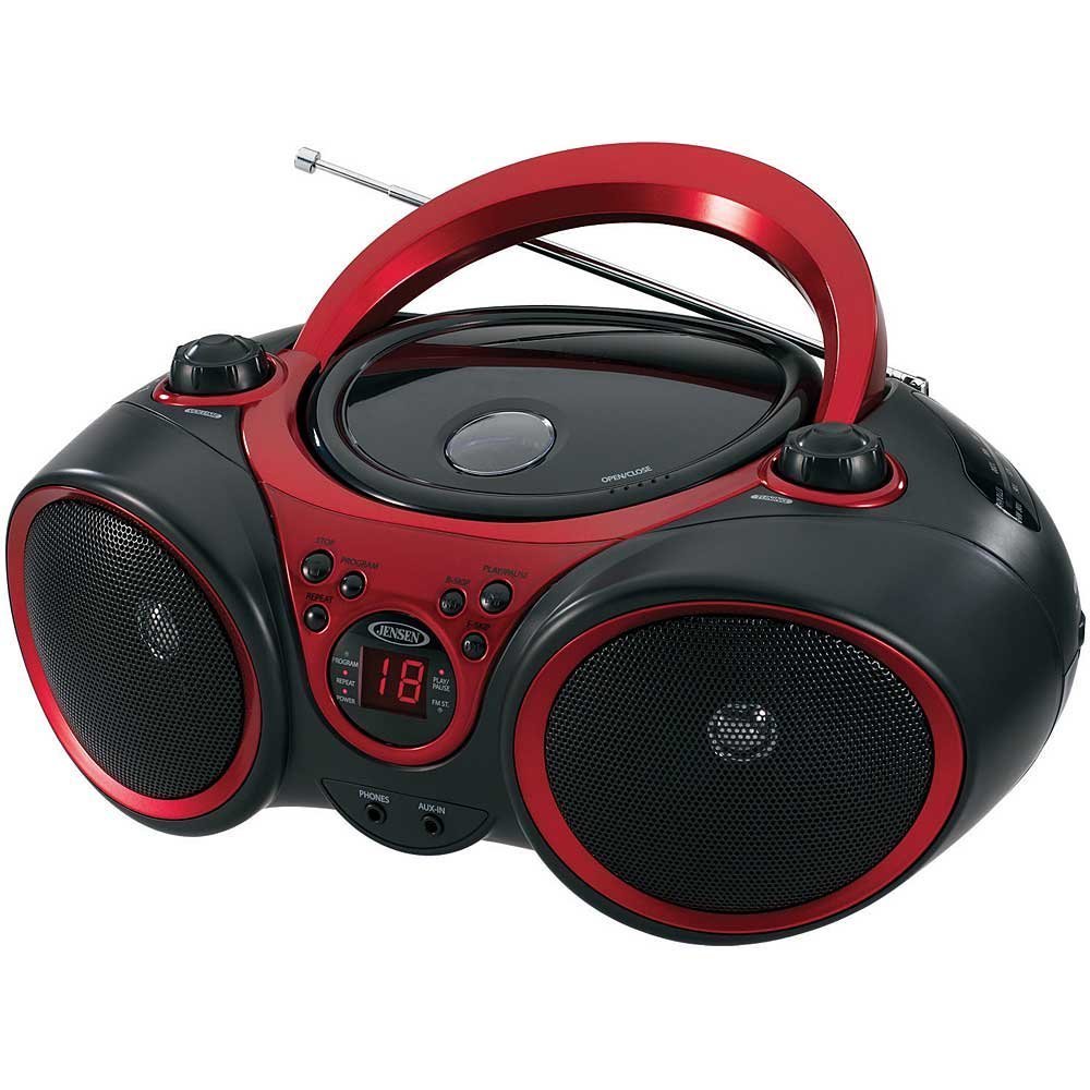 Jensen Portable Cd Player & Digital Tuner AM/FM Radio Mega Bass Reflex Stereo Sound System Plus 6ft Aux Cable to Connect Any iPod, iPhone or Mp3 Digital Audio Player