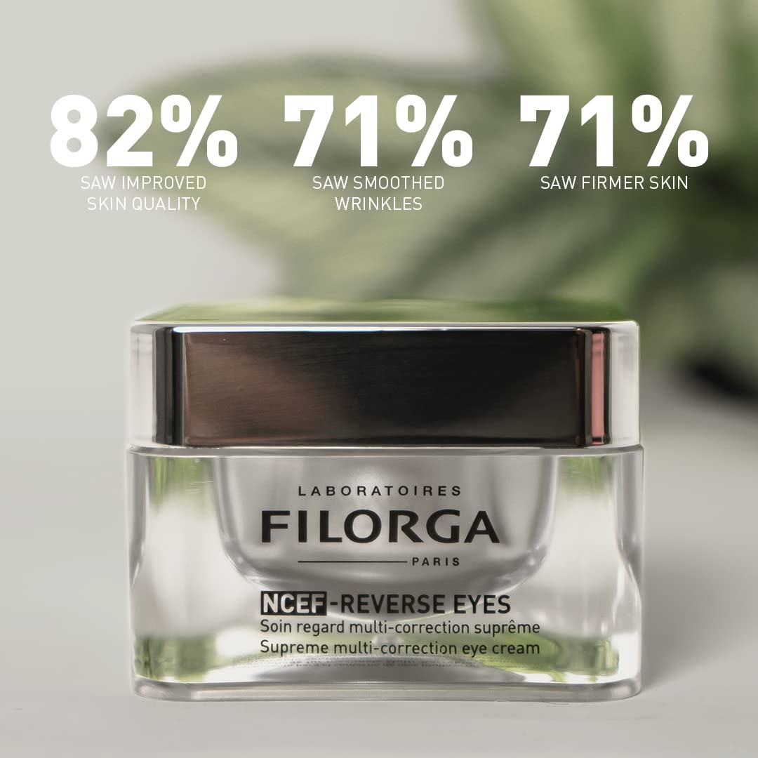 Filorga NCEF-Reverse Eyes Multi-Correction Anti Aging Eye Cream, With Hyaluronic Acid, Collagen, and Vitamin C to Reduce Wrinkles, Dark Circles, and Puffiness and Boost Eye Moisturizing, 0.5 fl. oz.
