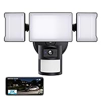Floodlight Camera Outdoor, 55W Smart Security Cam Flood Light, Exterior Light Fixture with 5500LM LEDs 2K QHD IP65 Motion Detection, 2-Way Audio, 125° Full Color Recording for House Yard Black