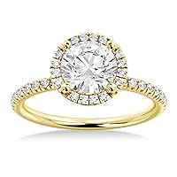Lab Grown Diamond Halo Engagement Ring Setting 18k Yellow Gold (0.28ct)