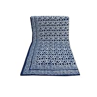 Sophia-Art Hand Spread King Size Pure Throw Bohemian Kantha Kantha Cotton Bed Stitch Bedspread Bedcover Hippie Reversible Print Handmade Block Quilt (Blue Pottery, 90