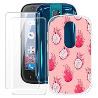 Unihertz Jelly Star Case + 2PCS Screen Protector Tempered Glass, Ultra Thin Bumper Shockproof Soft TPU Silicone Cover Case for Unihertz Jelly Star (3”)