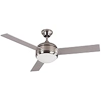 Canarm LTD Calibre BPT 48 Frosted Glass 1 Bulb Light Kit, 48-Inch Ceiling Fan with 3 Blades, Grey/White Brushed Pewter