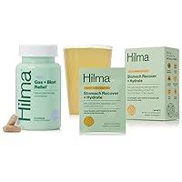 Hilma Natural Gas & Bloating Relief and Stomach Recover + Hydrate - Organic Electrolyte Powder with Prebiotics and Gastroprotective Herbs Bundle