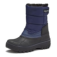 LONDON FOG Jett Waterproof Unisex Kids Snow Boot, Insulated Fleece Lined, Size 5 Toddler to 6 Big Kid, Black, Navy Blue, Grey