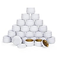 Beyoung Candle Tin Cans 24 Pieces, 8 oz Round Metal Candle Jars with Lids, Ideal for Candles Making/Arts & Crafts/Storage Gifts,White