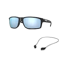 Oakley Sunglasses Bundle: OO 9449 944923 Gibston Matte Black Camo Prizm Accessory Shiny Black leash kit