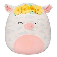 Squishmallows 16-Inch Rosie Spotted Pig with Yellow Flower Crown - Large Ultrasoft Official Kelly Toy Plush - Amazon Exclusive