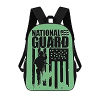 National Guard Patriotic Army USA Flag Durable Adjustable Backpack Casual Travel Hiking Laptop Bag Gift for Men & Women