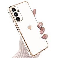 KANGHAR Compatible with Samsung A15 5G Case for Women Girl, Plating Edge Cute Love Heart Soft TPU Bumper with 4 Corners Shockproof Protection Phone Case Cover for Galaxy A15 5G(White)