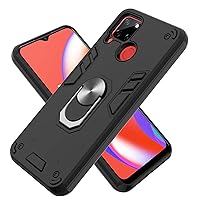 XYX Case for Oppo Realme C12, Heavy Duty Anti-Scratch Shockproof Case with 360 Degree Rotation Ring with Magnetic Car Mount for Realme C12, Black