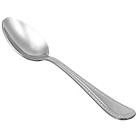 Amazon Basics Stainless Steel Dinner Spoons with Pearled Edge, 7.7 Inches, Set of 12, Silver