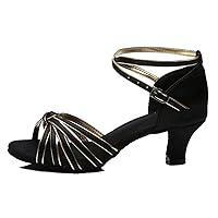 TDA Women's Fashion Mid Heel Knot Satin Salsa Tango Samba Latin Shoes