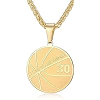 Basketball Number Necklace for Boys Gold Stainless Steel I Can Do All Things Pendant Sport Jewelry Basketball Gifts for Men 50