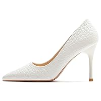 Women’s Crocodile Printed Leather Pumps Formal Pointed Toe Work High Heels Evening Stiletto Heels