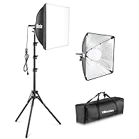 UBeesize Softbox Photography Lighting Kit, 16” x 16” Continuous Lighting Kit with 40W E27 Socket 6500K Bulb, Professional Photo Studio Lighting for Video Recording, Portrait Shooting