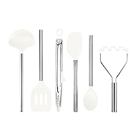 Tovolo 6-Piece Premium Silicone Utensil Set (White): Essential Kitchen Tools | Sturdy Utensils for Home, Apartment, or College Dorms