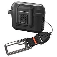 Spigen Lock Fit Case and Lanyard with Carabiner Designed for AirPods Pro 2nd Generation Case (2022) - Black