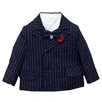 Boys' Stripe Suit Blazer Double Breasted Buttons Tuxedo Jacket for Dinner Groom Homecoming