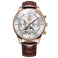 GRMONTRE Luxury Watches for Men Skeleton Mechanical Watches Automatic Waterproof Watch Men's Wrist Watches Leather Watch