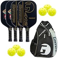 Gamma 412 Pickleball Paddle Bundle with a Pickleball Sling Bag and Balls – Available for Doubles or Family Play