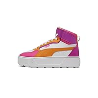 Puma Karmen Rebelle Mid Sneaker, White-Vibrant Orange-Fuchsia Purple, 5 US Unisex Big Kid