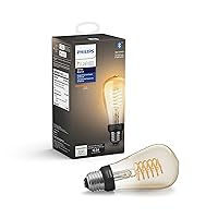 Smart 60W ST19 Filament LED Bulb - Soft Warm White Light - 1 Pack - 550LM - E26 - Indoor - Control with Hue App - Works with Alexa, Google Assistant and Apple Homekit.
