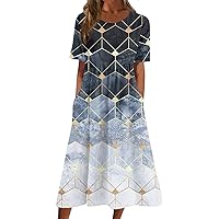 Summer Long Short Sleeve Work Cover Up Ladie's Boho Pocket Loose Softest Graphic Cotton Round Neck Pullovers