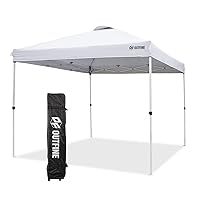 OUTFINE Pop-up Canopy 10x10 Patio Tent Instant Gazebo Canopy with Wheeled Bag,Canopy Sandbags x4,Tent Stakesx8 (Light White, 10 * 10FT)