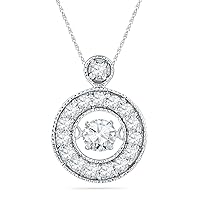 DGOLD 10KT White Gold Round Diamond in Motion Circle Pendant (1/2 cttw)