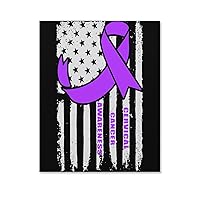 Cervical Cancer Awareness American Flag Canvas Wall Art Hanging Painting Print Picture Artwork Vertical Posters FFor Living Room Bedroom Decoration