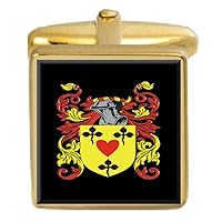 Mountaine England Family Crest Surname Coat Of Arms Gold Cufflinks Engraved Box