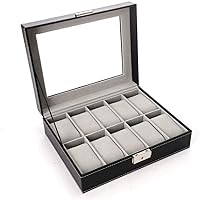 Watch Box Watch Box Organizer Pillow Case 10 Slot Luxury Premium Display Cases With Framed Glass Lid Elegant Contrast Stitching Sturdy And Secure Lock