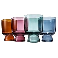 Murano Muted Colored Stackable Tumbler Glasses, Water & Wine - Set of 4 - Gift For Her, Him, Wife, Friend - 8.1 oz, Italian Style Drinkware - Cocktails, Red & White, Dinner, Color Beautiful Glassware